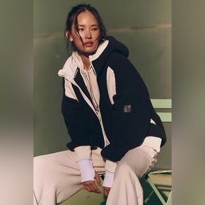 FP Movement by Free People Hit The Slopes Hoodie Black & White Oversized Size XS